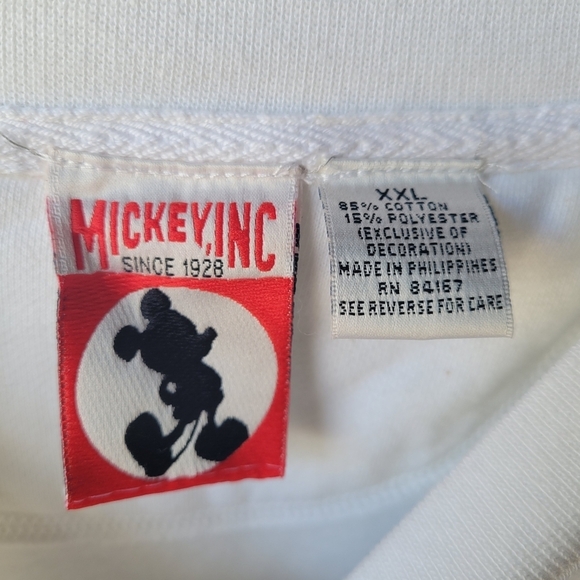 VTG RARE 90's Disney Mickey White Sweater Embroidered Jumping Tiger XXL Unisex - Picture 5 of 15